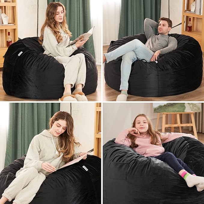 HABUTWAY Bean Bag Chair 3Ft Luxurious Velvet Ultra Soft Fur - Image 6