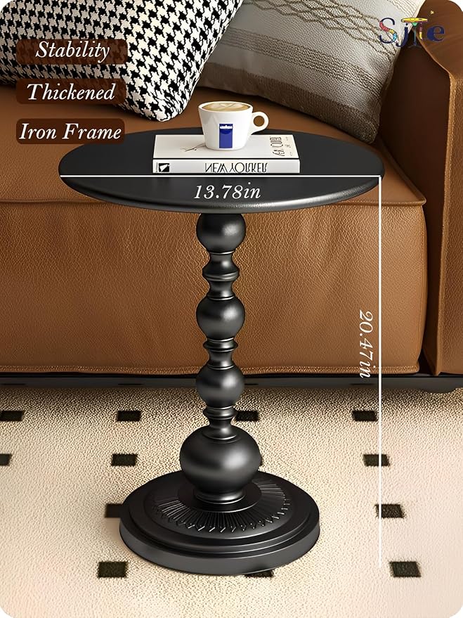 Side Table - 13.8" Round Small Accent Table - Elegant Matte-Finished End Tables - Image 2