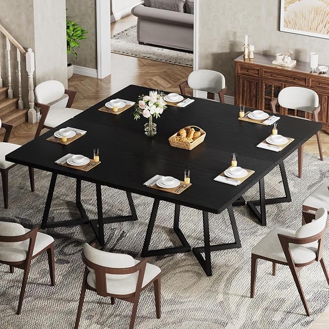 Tribesigns Square Dining Table for 8, 31.5" Industrial Dinner Table by Tribesigns