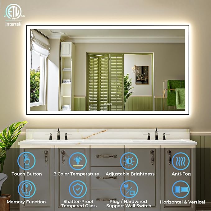 60x36 Inch LED Bathroom Mirror - Image 2