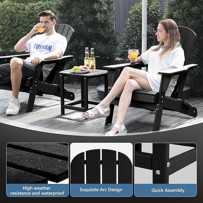 Hdpe Outdoor Adirondack Side Table, Wooden Textured, Set - Image 4