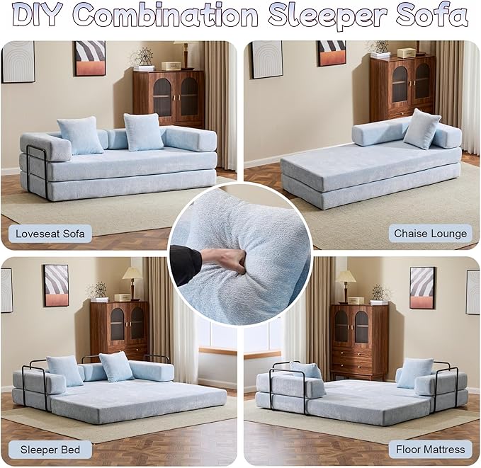 Convertible Sofa Bed, Compression Futon Sofa - Image 4