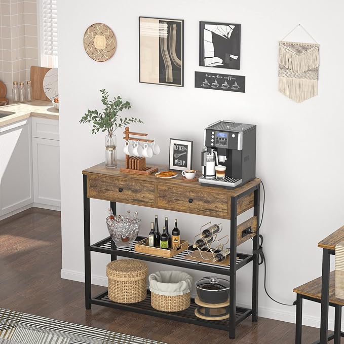 Ecoprsio Entryway Table with Outlets and USB Ports, Console Table with 2 Drawers - Image 5