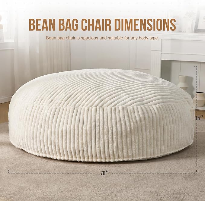 Hobestluk 6ft Bean Bag Chairs for Adults Large Beanbag Chair - Image 4