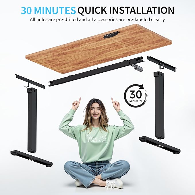Electric Standing Desk, 55x24 inches Height Adjustable Desk, Sit to Stand Desks - Image 8