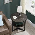 LEEMTORIG Round Side Table, Large 2-Tier End Table Nightstand by LEEMTORIG