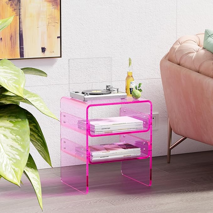 Clear Acrylic 3-Tier End Table/Nightstand – Sleek Bedside Storage - Image 2