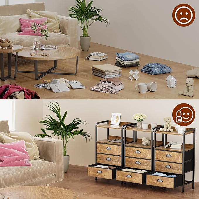 Night Stand Bedside Storage Drawers Bed Side Table Drasser Organizer Nightstand - Image 6