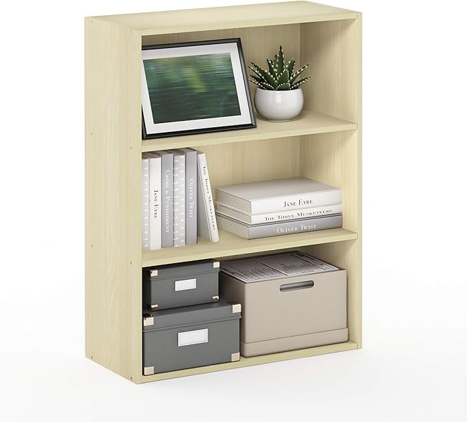 Furinno Pasir 3-Tier Open Shelf Bookcase, Steam Beech - Image 5