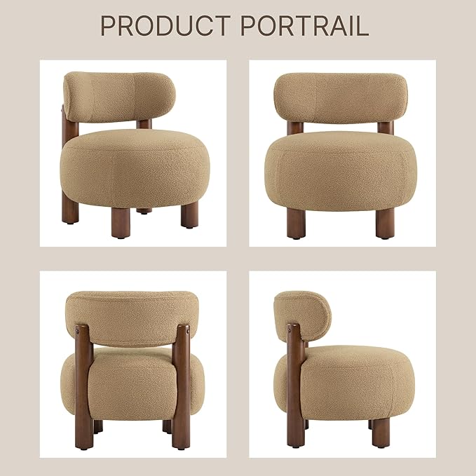 Modern Boucle Accent Chair Set of 2, - Image 7
