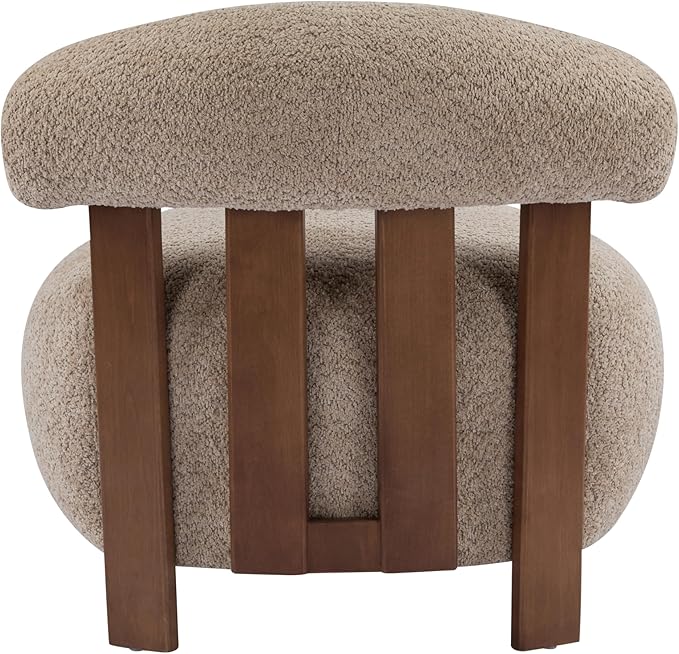 Christopher Knight Home Elvina Boucle Fabric Accent Chair, Solid Wood Single - Image 7