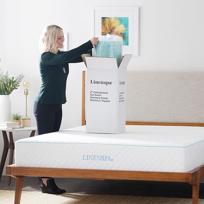 Linenspa 2 Inch Convoluted Gel Swirl Memory Foam Mattress Topper - Image 6