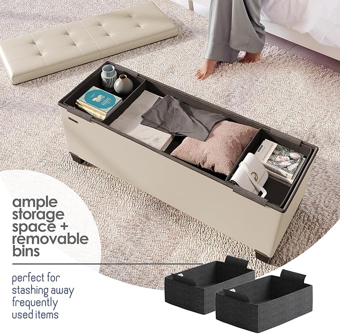 STORAGEBUD Storage Ottoman Bench - Image 3