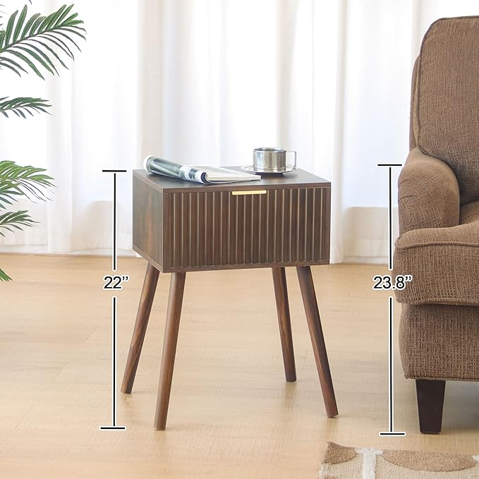 Mid Century Modern Nightstand, Small End Tables Living Room, Accent Bedside - Image 3