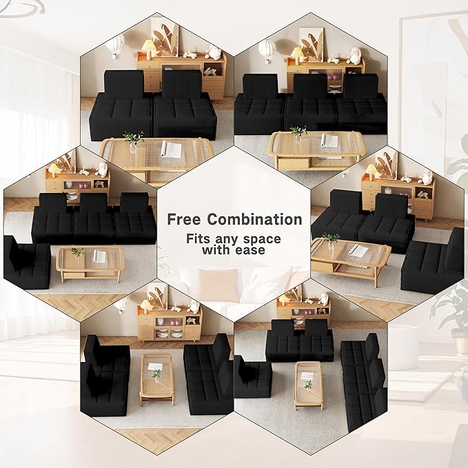 Modular Sherpa Sofa Chair, Cozy Floor Lounge Seating, No Armrests, Small Sofa - Image 3