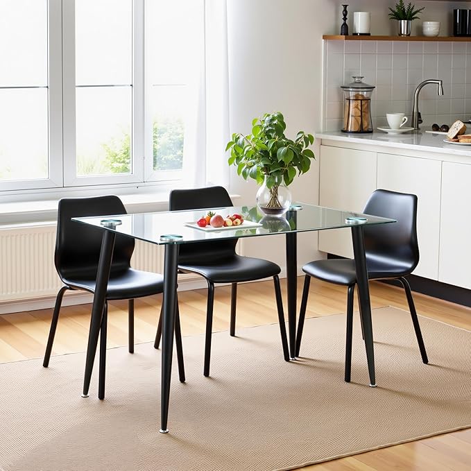 Dining Table for 6 Kitchen Table 47.2" Rectangular Modern Glass Dining Table - Image 4