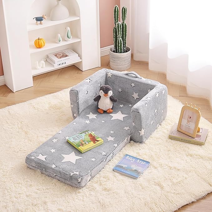 Tiita Kids Chair Couch, Folding Toddler Comfy Sofa Chairs, 2-in-1 Kids Plush - Image 6