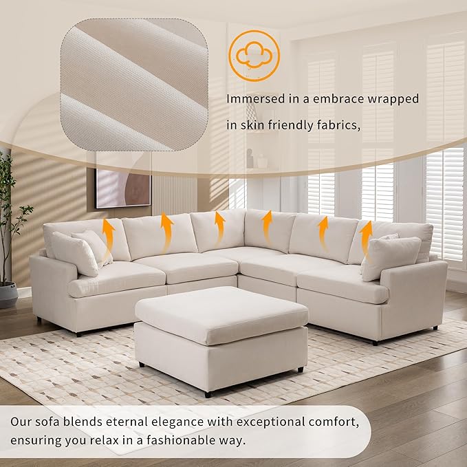 100 Inch U-Shaped Modular Convertible Sectional Sofa - Image 4
