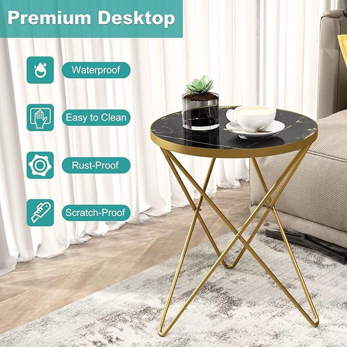 HLR Modern Round Side Table Set of 2, End Table - Image 6
