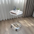 ONELUX C-Shaped Round Acrylic Side Sofa Table on Wheels by OneluxAcrylichome