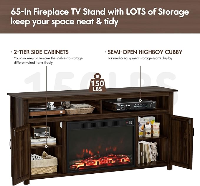 YESHOMY Fireplace TV Stand for Television up to 65+ Inch - Image 3