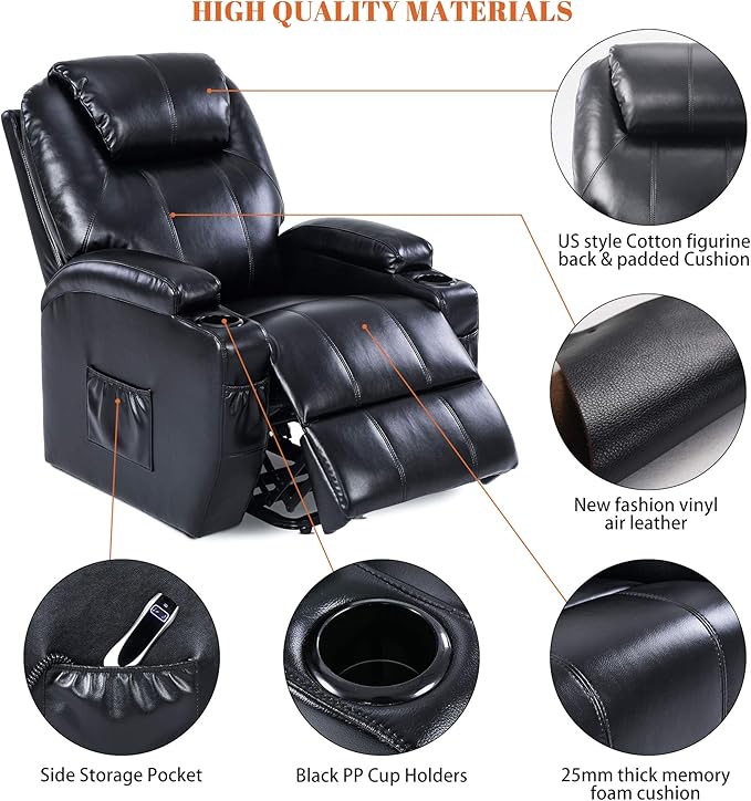 S*MAX Lift Chairs Recliners for Elderly Power Recliner Chairs Full Air Leather - Image 5