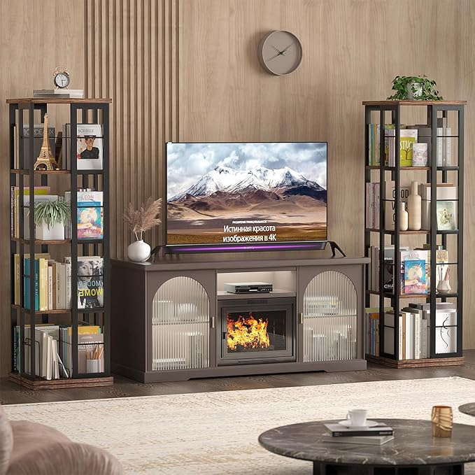 Aheaplus Rotating Bookshelf, Corner Bookcase, 360 Display Wood Spinning - Image 8