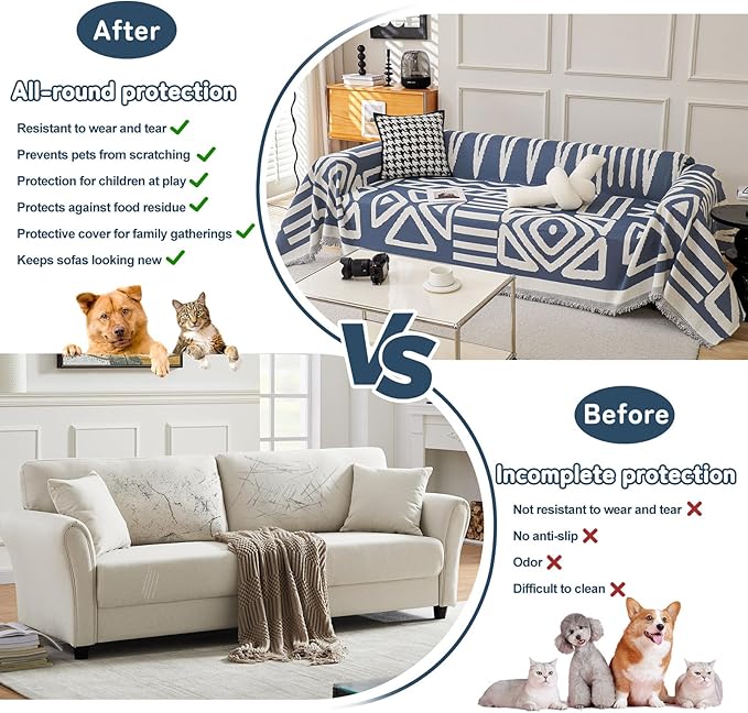 HANDONTIME Boho Couch Covers for Sofa Chenille Sofa Covers Washable Sectional - Image 6