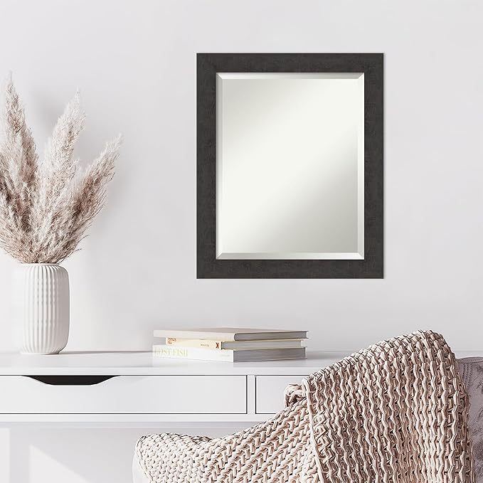 Amanti Art Brown Wall Mirror 24x20 Rustic Plank Espresso Narrow Rectangle - Image 6