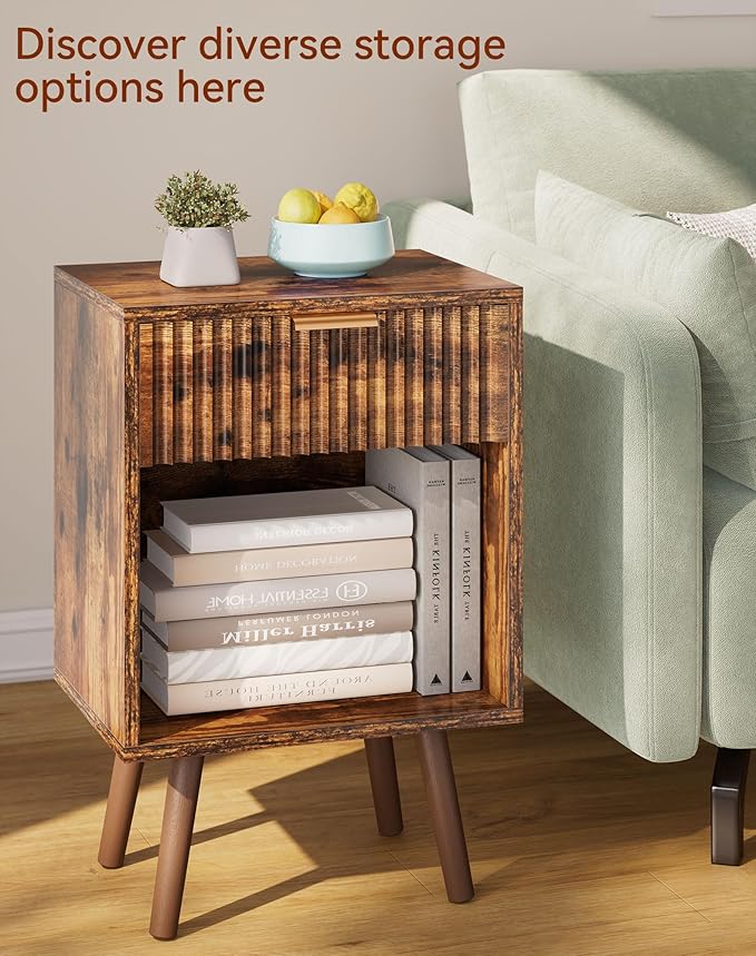 YMYNY Mid Century Modern Nightstand, Side Table, Fluted Night Stand - Image 5
