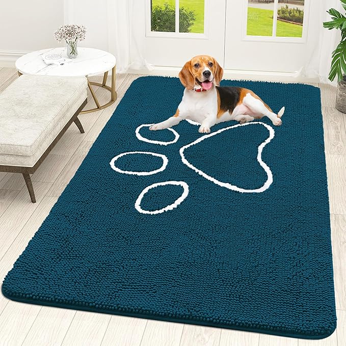 OLANLY Door Mat for Muddy Dog Paws 70x46, Absorbent Chenille Mud Doormat by OLANLY