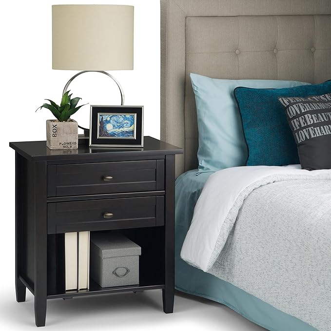 SIMPLIHOME Warm Shaker SOLID WOOD 24 Inch Wide Transitional Bedside Nightstand - Image 2