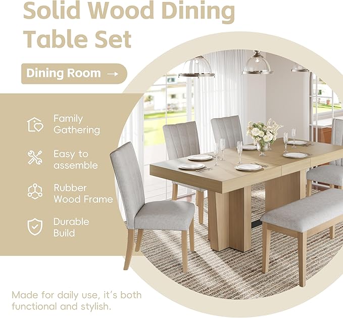 Ball & Cast 6 Piece Farmhouse Dining Table Set - Image 4