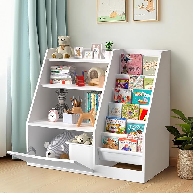 TOETOL Kids Bookshelf & Book Storage, 3 Tier Wooden Toddler Bookshelf - Image 4