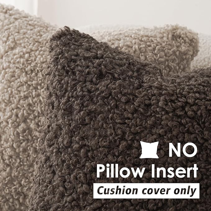 Foindtower 2 Pieces 20x20 Inch Chocolate, Faux Fur Throw Pillow Cover Accent - Image 3