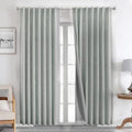 Joydeco Natural Linen Curtains 84 inch Length 2 Panels Set Burg 100% Blackout by JOYDECO