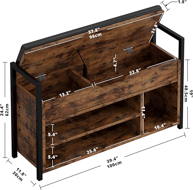 IRONCK Shoe Storage Bench, Entryway Bench - Image 3