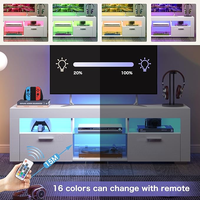 White TV Stand for 50/55 Inch, Entertainment Center - Image 4