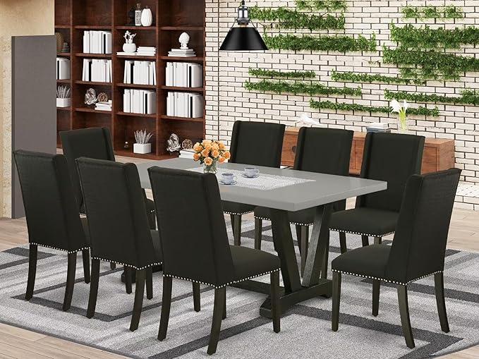 East West Furniture V697FL624-9 9 Piece Kitchen Table Set Includes a Rectangle - Image 2