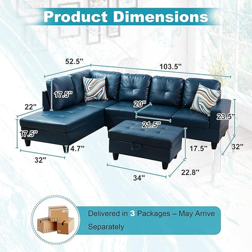 103.5" Oversized Sectional Couch, L Shaped Couch - Image 2