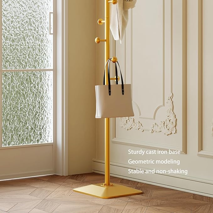Gold coat rack, Metal coat hanger stand, Coat Tree freestanding Heavy duty - Image 6