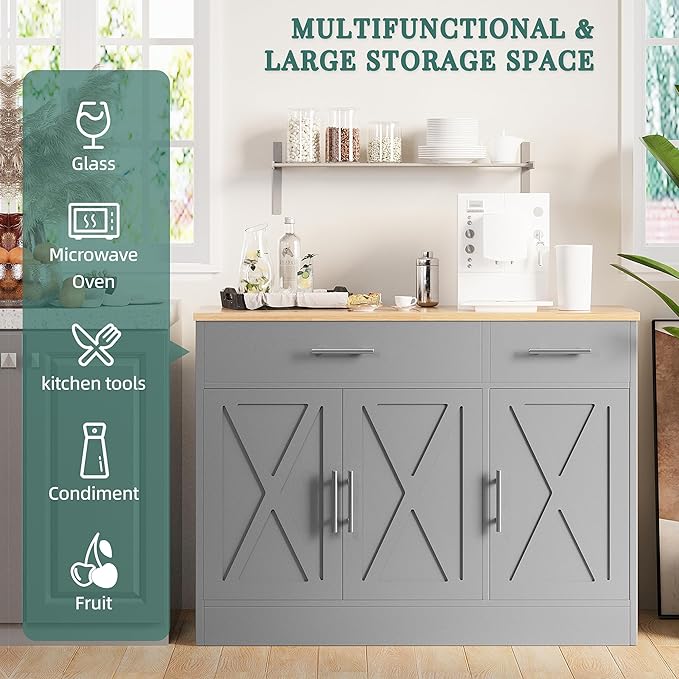 Shintenchi Modern Farmhouse Sideboard Buffet Cabinet - Image 4