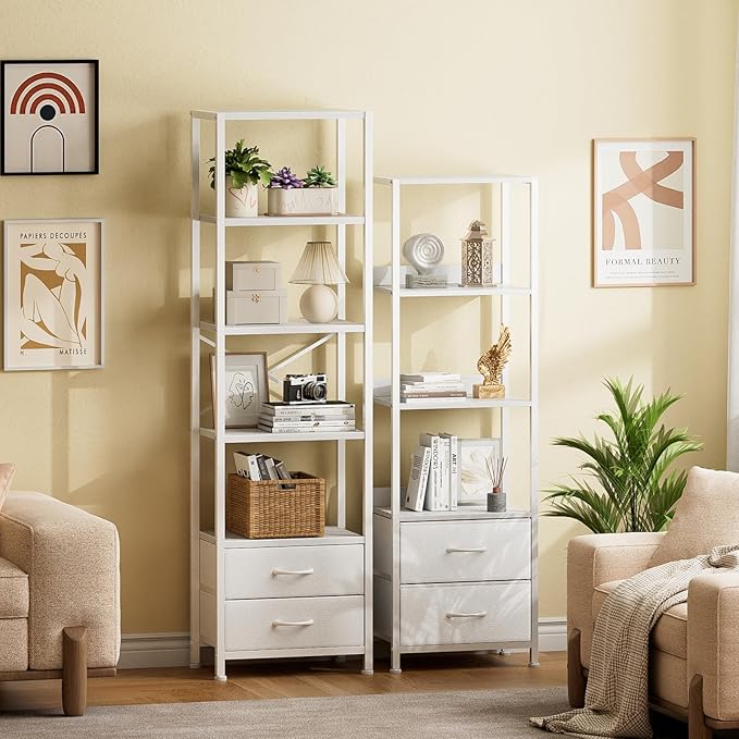 Furnulem 5-Tier Corner Shelf, Narrow Bookshelf - Image 7