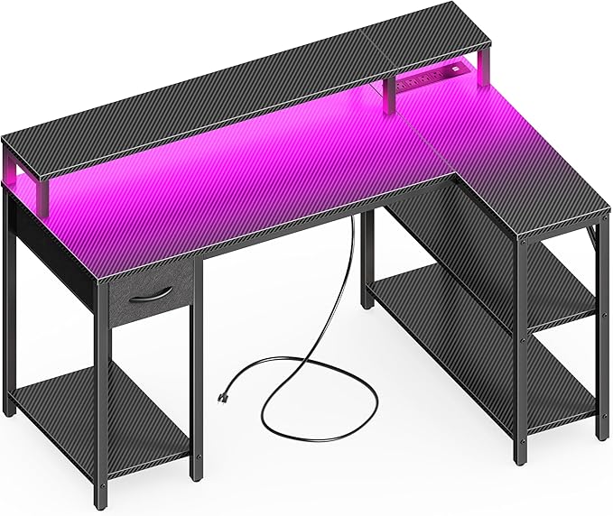 SUPERJARE 47 inch Reversible L Shaped Desk by SUPERJARE