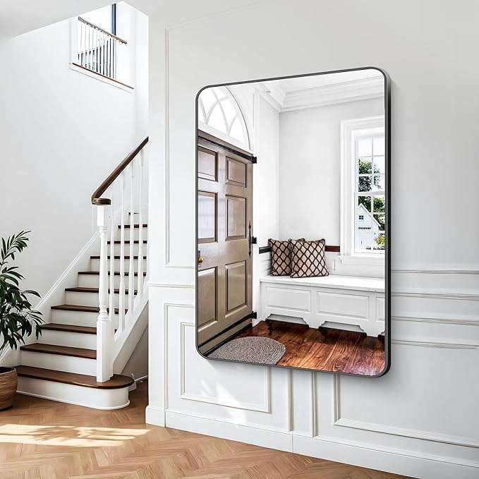 BONEWEI Black Bathroom Mirror, 60x40 inch Wall Mirror - Image 8