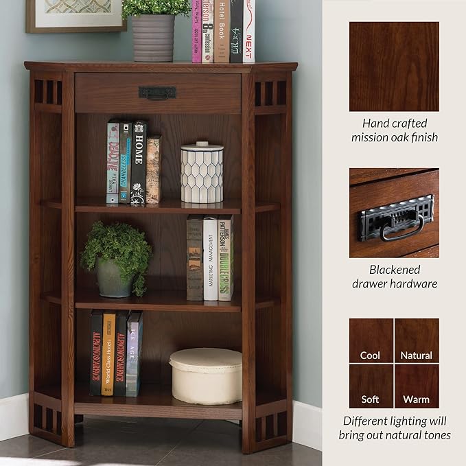 Leick Home 82263 Mission Mantel Height Corner Bookcase - Image 8