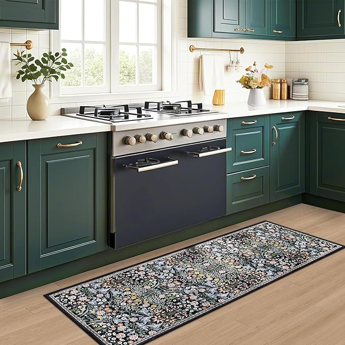 Runner Rug for Entryway: 2x10 Kitchen Rugs Non Slip Washable Ultra Soft Floral - Image 6