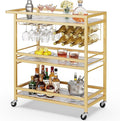 Leteuke Bar Cart for Home, 3 Tier Gold Serving Rolling Carts by Leteuke