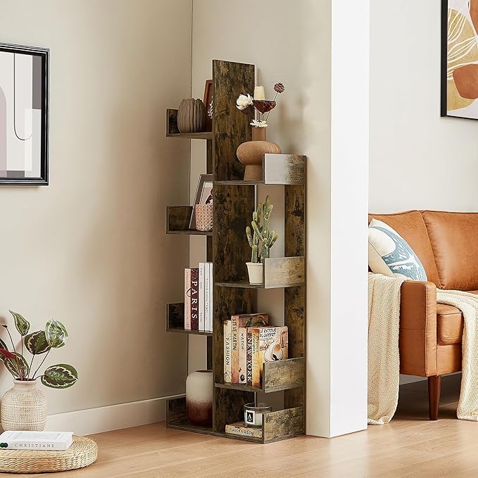 VECELO 8-Tier Tall Cactus-Shaped Tree Bookshelf, Vertical Bookcase - Image 8