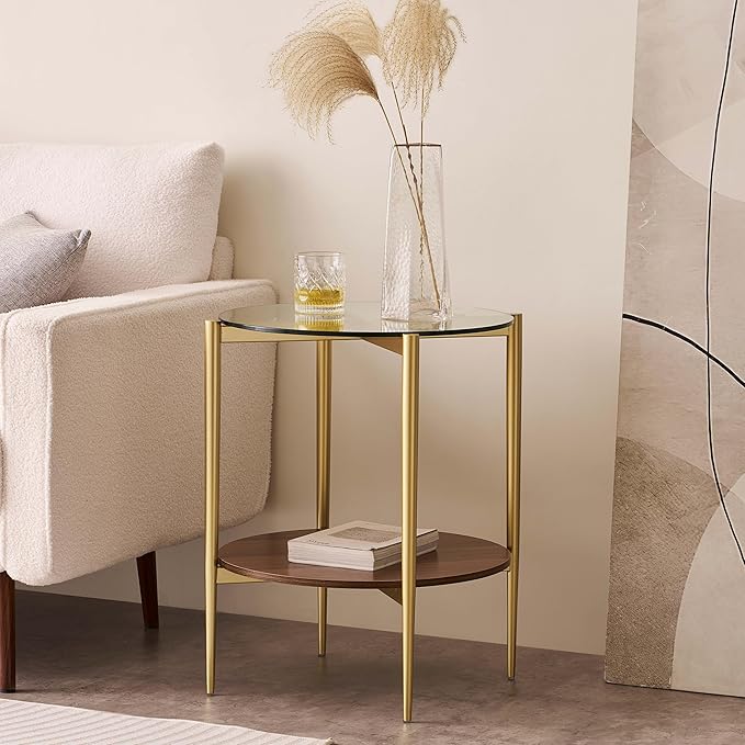 Round Glass End Table, Mid-Century Modern Design Sofa Table - Image 4